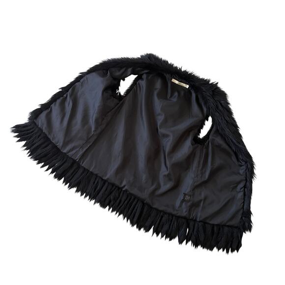 Mob Wife Faux Fur Vest Women’s S Y2K Whimsigoth Rave Grunge Black Fringes - Picture 5 of 9